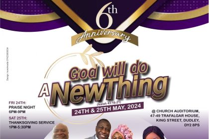 Praise Night and Thanksgiving Service at  Redeemed Christian Church, Salvation Theatre Dudley- 24th and 25th May, 2024